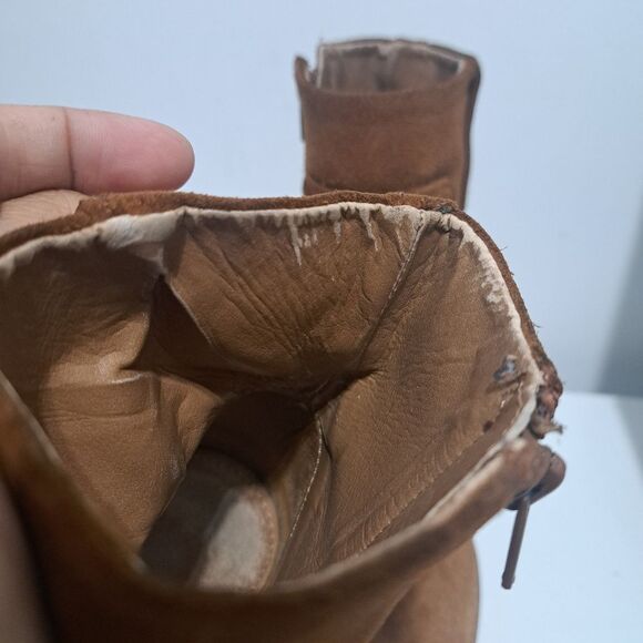 Vintage Zara Y2K Boho Chunky Platform Suede Block Heel Ankle Boots Size 39 Brown - Picture 16 of 16